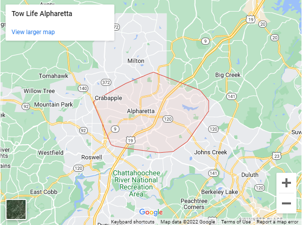 Tow Life Alpharetta Map