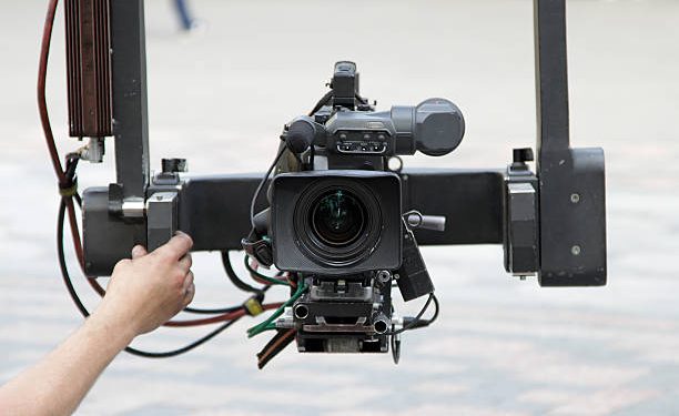 video camera on the crane, camcorder on the crane